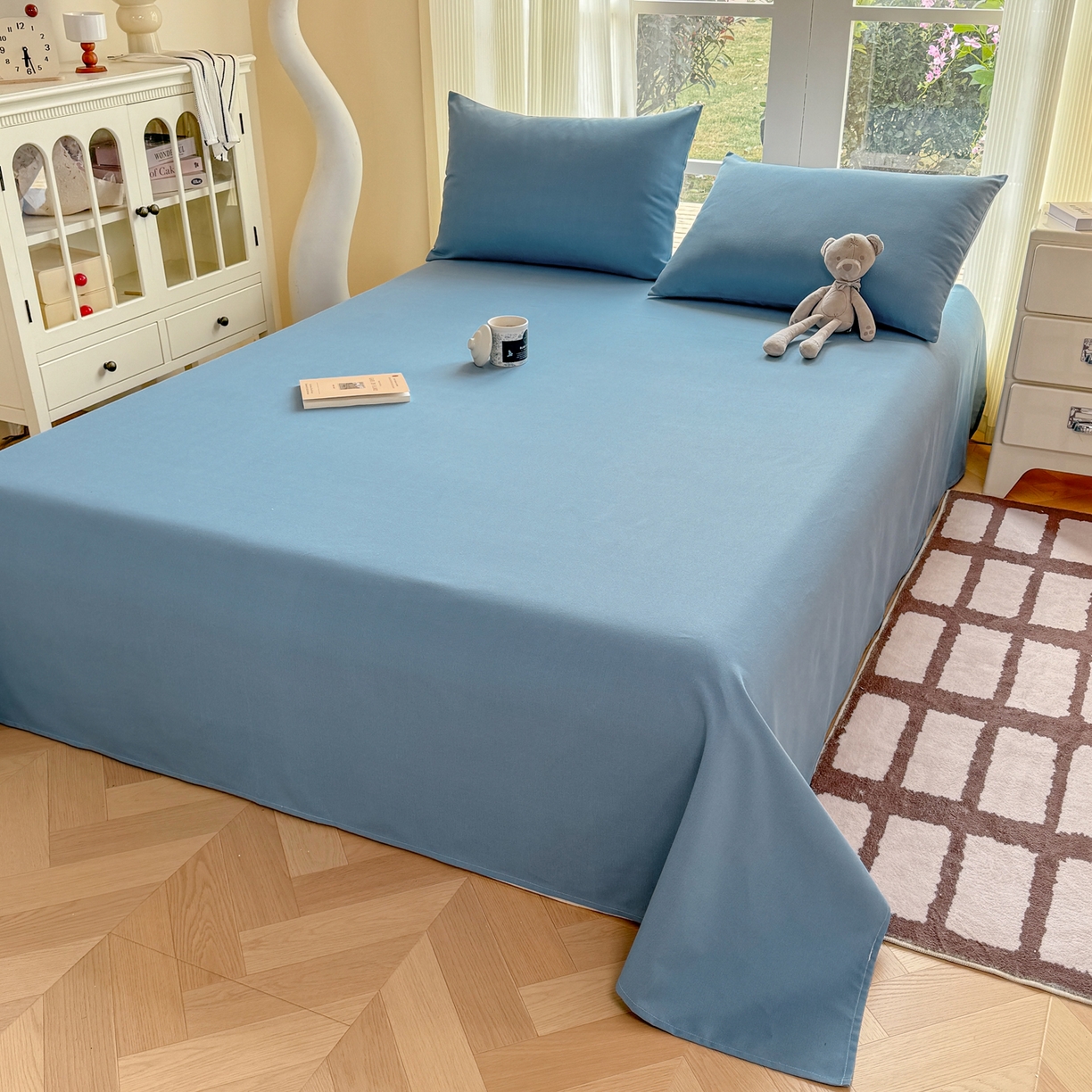 91家纺网 家纺一手货源 找家纺 康纳利 2026新款原棉老粗布透气印花床单 莫兰迪兰