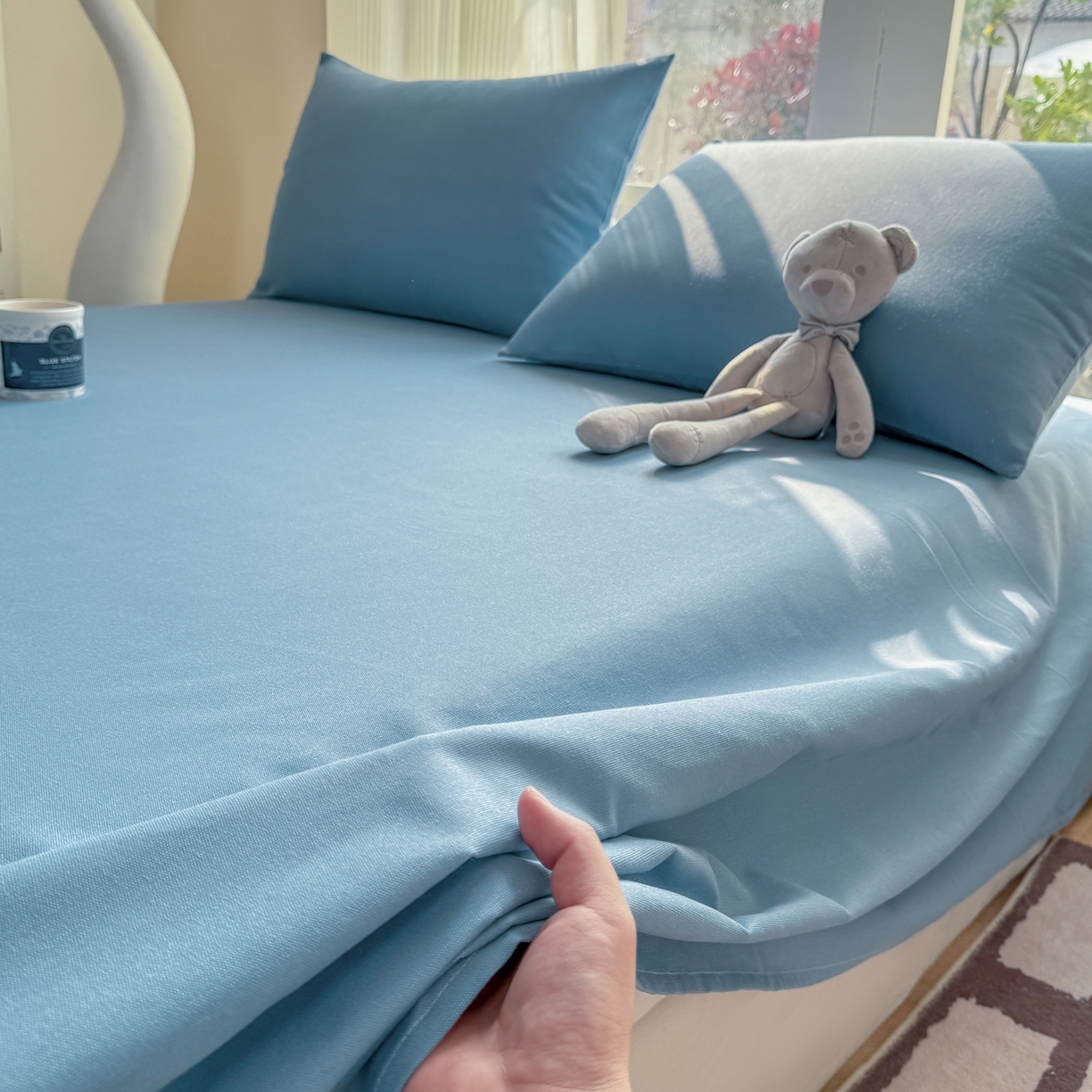 91家纺网 家纺一手货源 找家纺 康纳利 2026新款原棉老粗布透气印花床单 莫兰迪兰