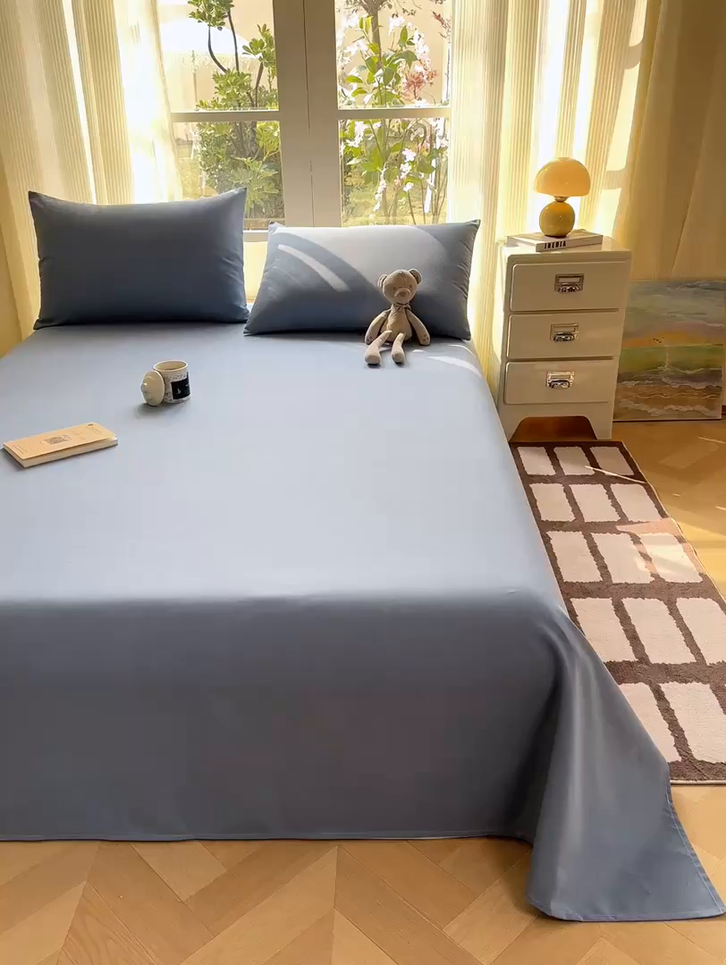 91家纺网 家纺一手货源 找家纺 康纳利 2026新款原棉老粗布透气印花床单 莫兰迪兰