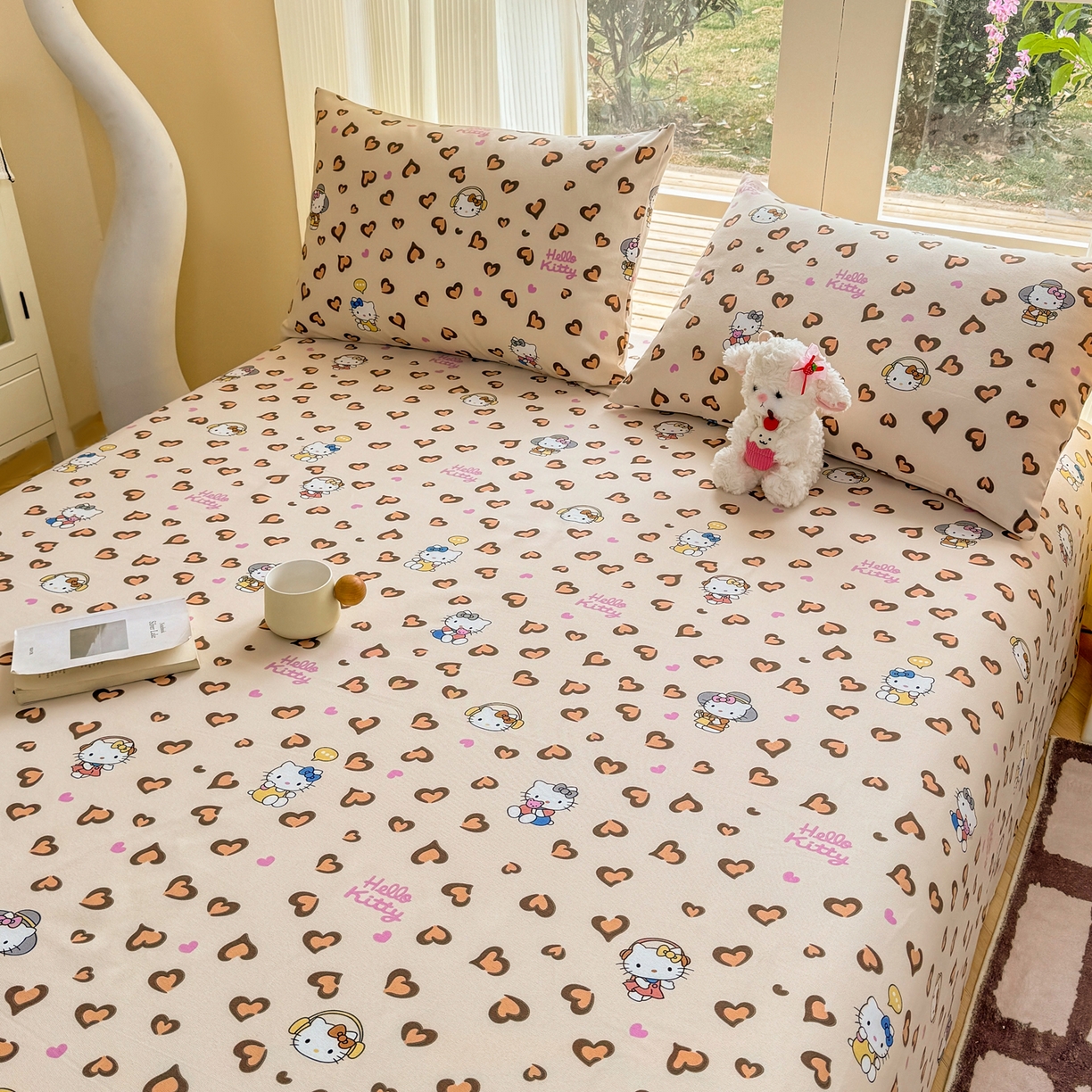 91家纺网 家纺一手货源 找家纺 康纳利 2026新款原棉老粗布透气印花床单 奶杏KT