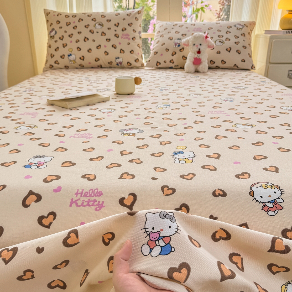 91家纺网 家纺一手货源 找家纺 康纳利 2026新款原棉老粗布透气印花床单 奶杏KT