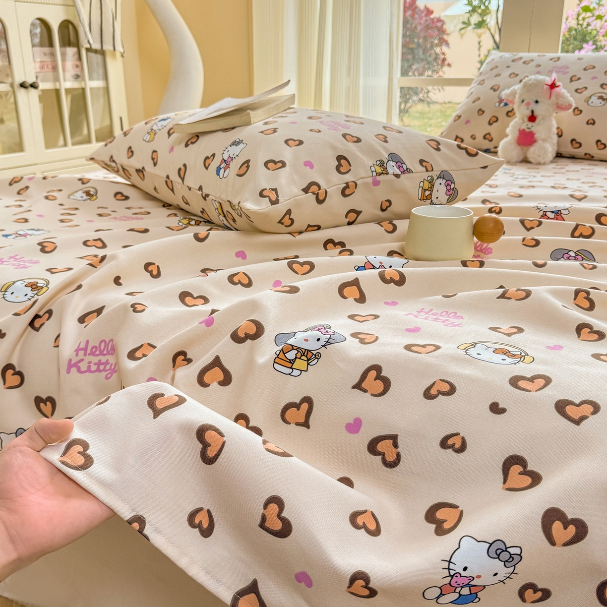 91家纺网 家纺一手货源 找家纺 康纳利 2026新款原棉老粗布透气印花床单 奶杏KT