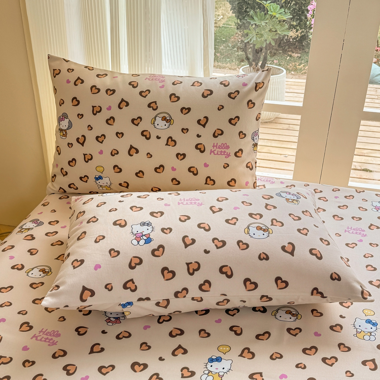 91家纺网 家纺一手货源 找家纺 康纳利 2026新款原棉老粗布透气印花床单 奶杏KT