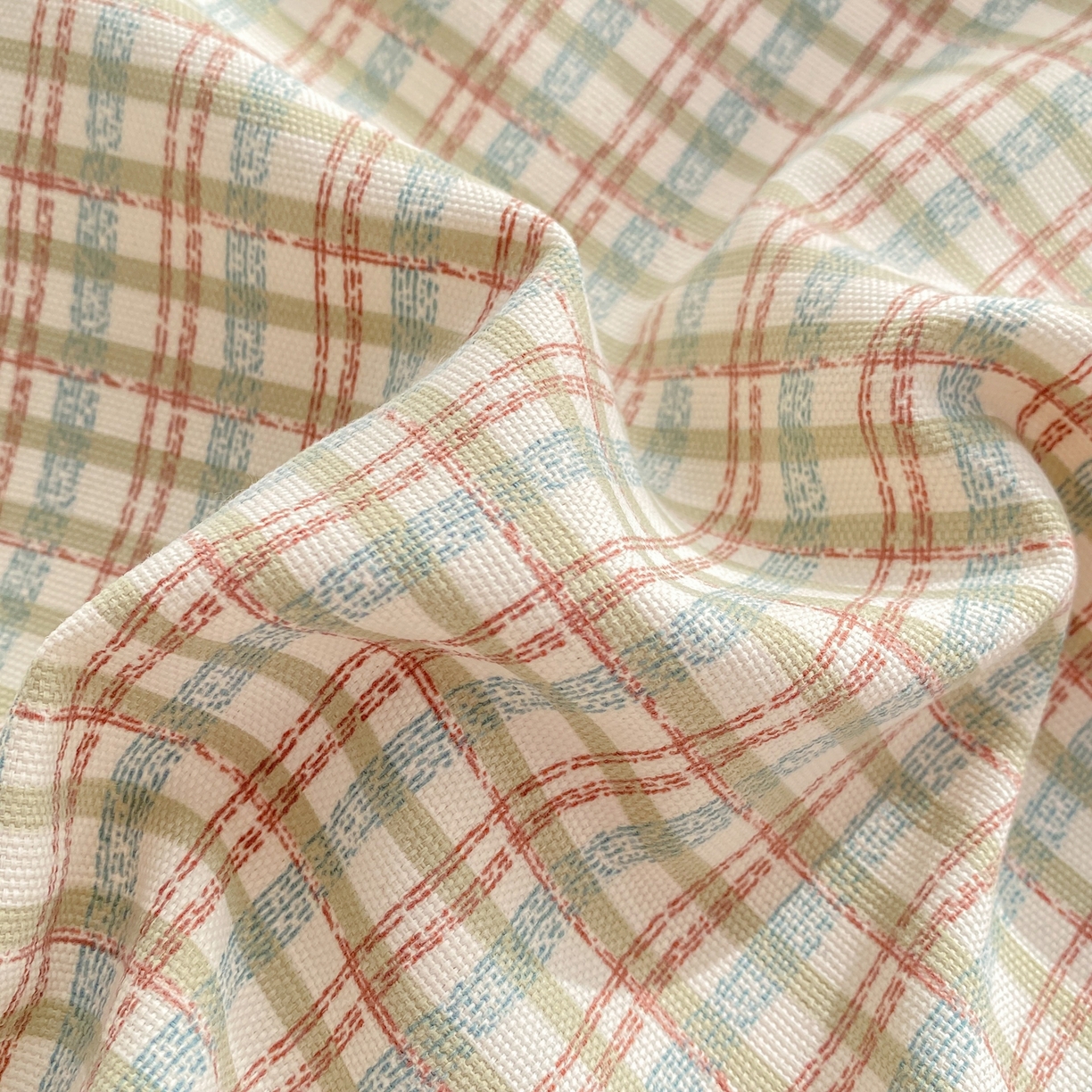 91家纺网 家纺一手货源 找家纺 康纳利 2026新款原棉老粗布透气印花床单 浅棕密格