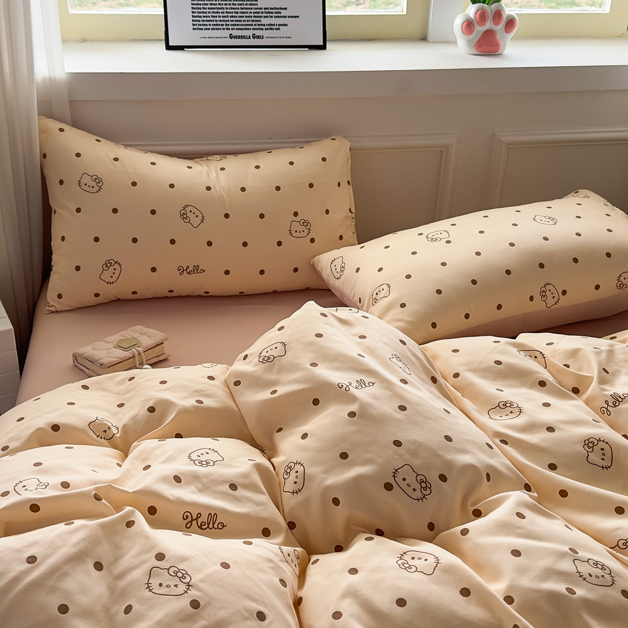 91家纺网 家纺一手货源 找家纺 洁柔供应链 2026新款A类古法糯小棉四件套 半糖kitty