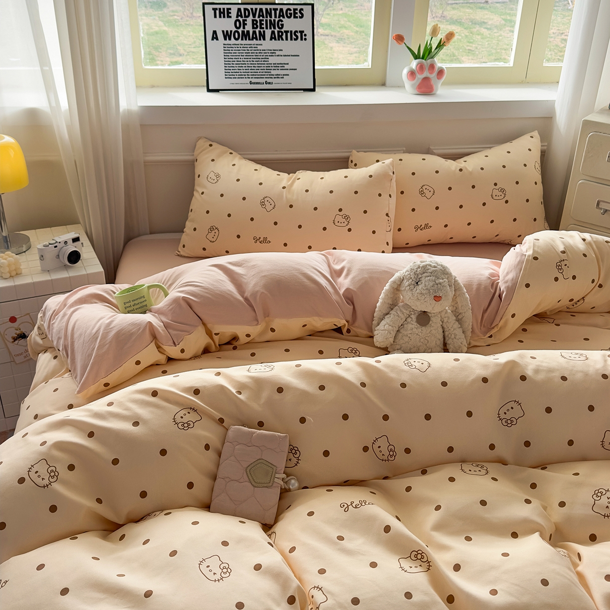 91家纺网 家纺一手货源 找家纺 洁柔供应链 2026新款A类古法糯小棉四件套 半糖kitty