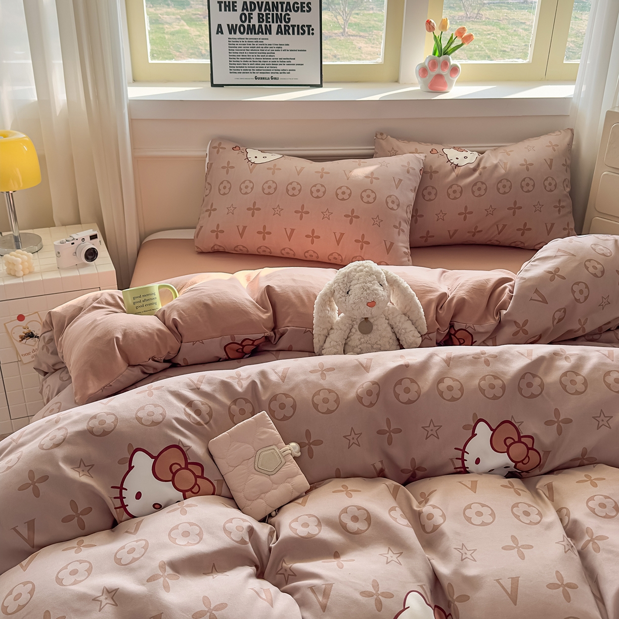 91家纺网 家纺一手货源 找家纺 洁柔供应链 2026新款A类古法糯小棉四件套 潮牌 kitty