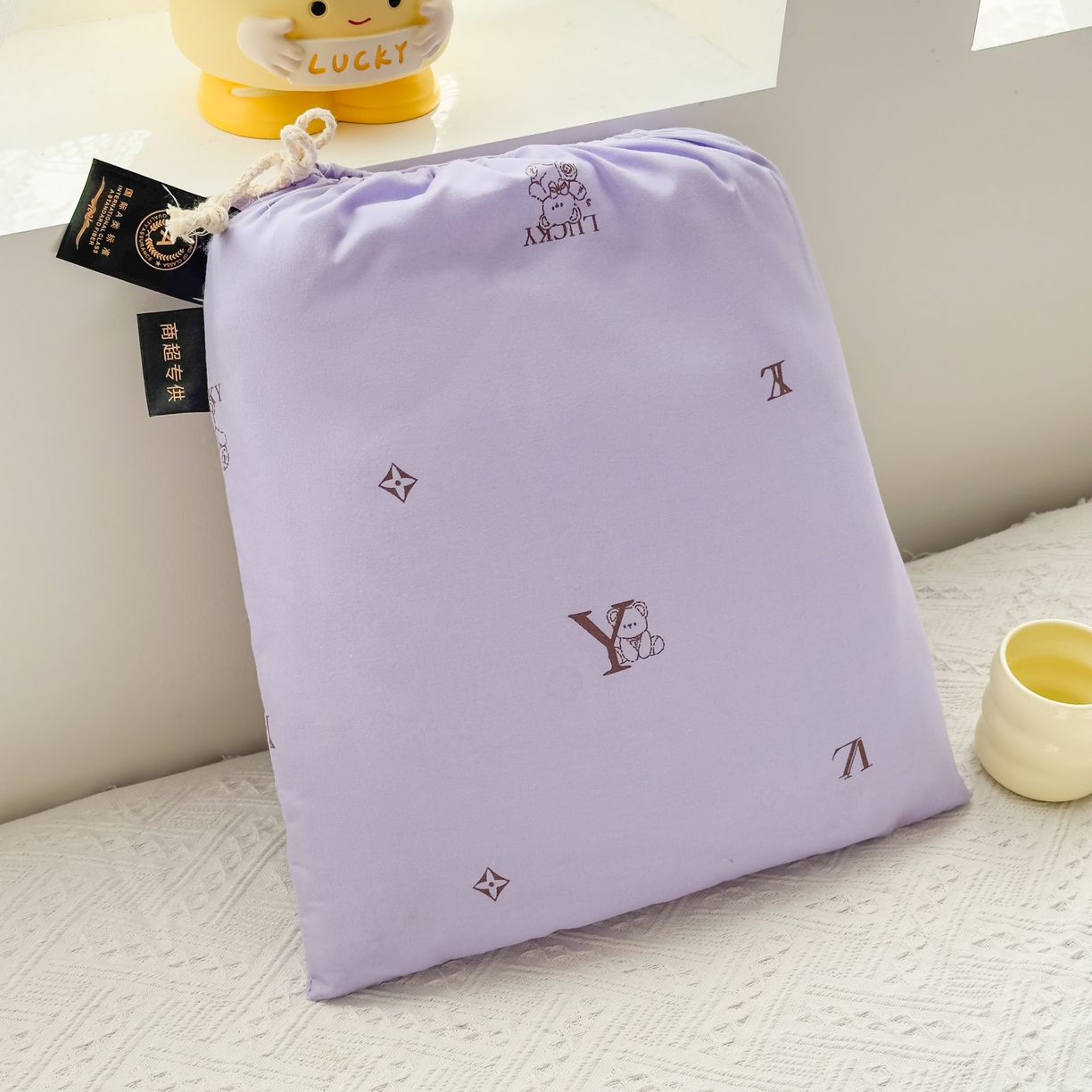 91家纺网 家纺一手货源 找家纺 洁柔供应链 2026新款A类古法糯小棉四件套 潮牌紫韵