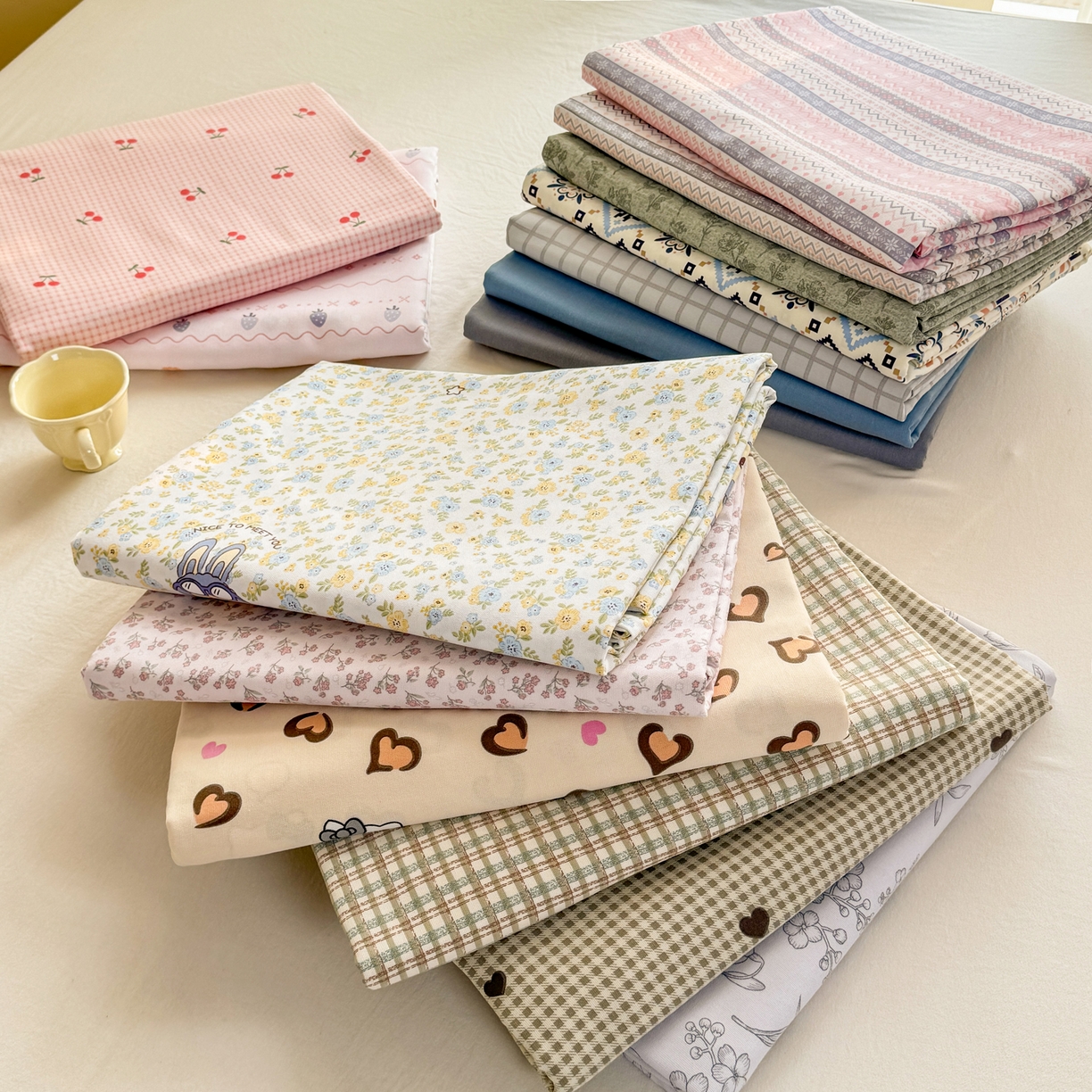 91家纺网 家纺一手货源 找家纺 康纳利 2026新款原棉老粗布透气印花床单 组合