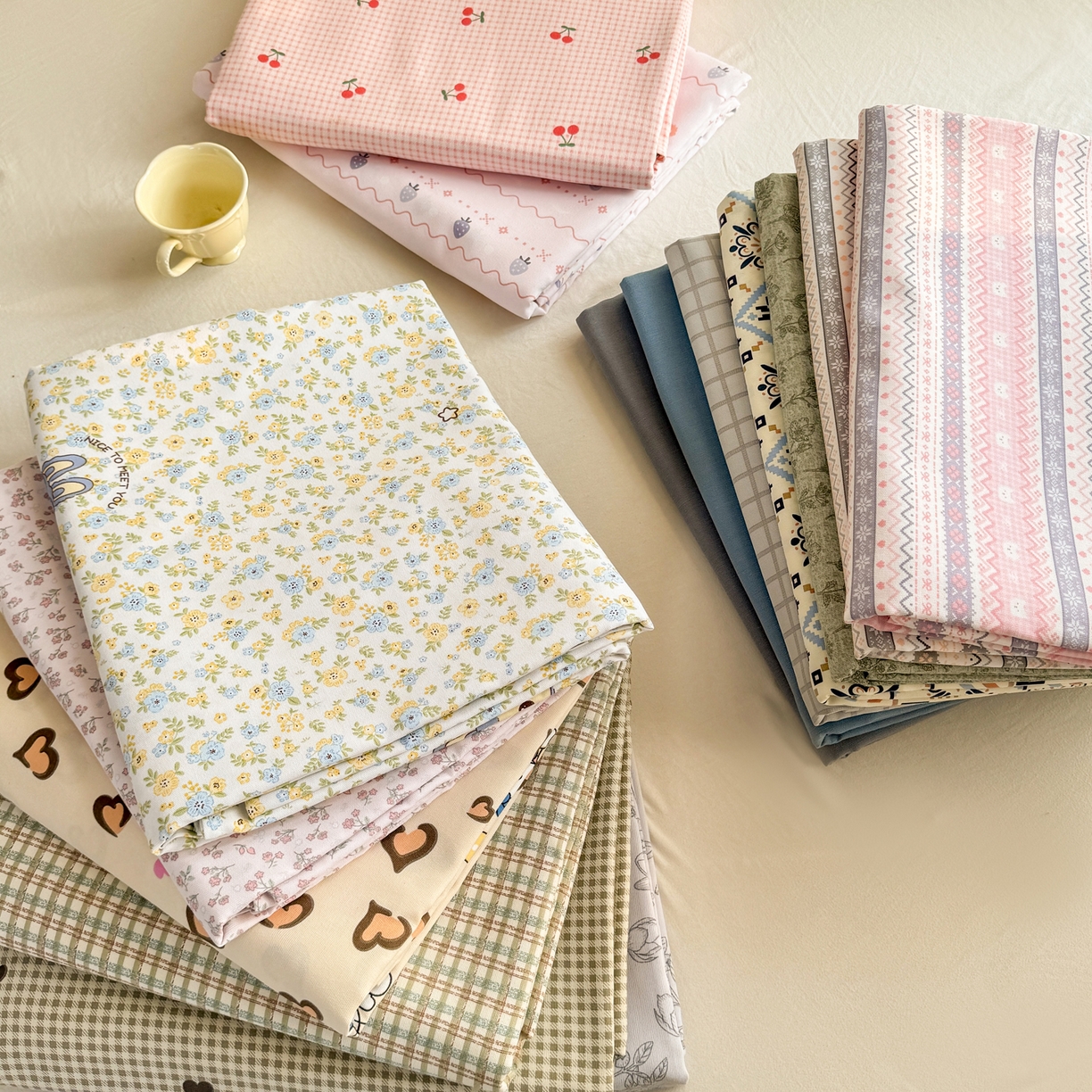 91家纺网 家纺一手货源 找家纺 康纳利 2026新款原棉老粗布透气印花床单 组合