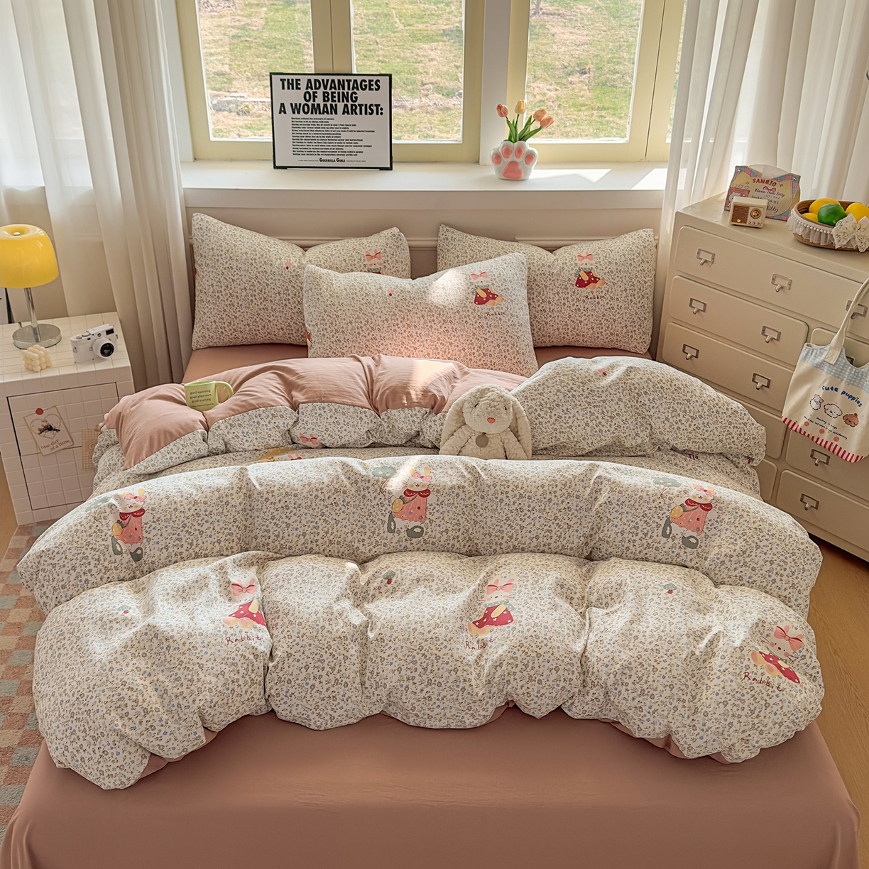 洁柔供应链 2026新款A类古法糯小棉四件套 花枝嫣然