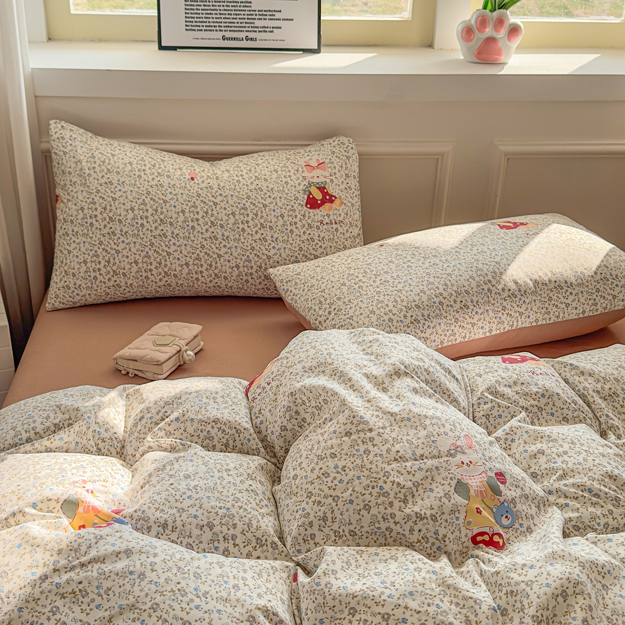 91家纺网 家纺一手货源 找家纺 洁柔供应链 2026新款A类古法糯小棉四件套 花枝嫣然