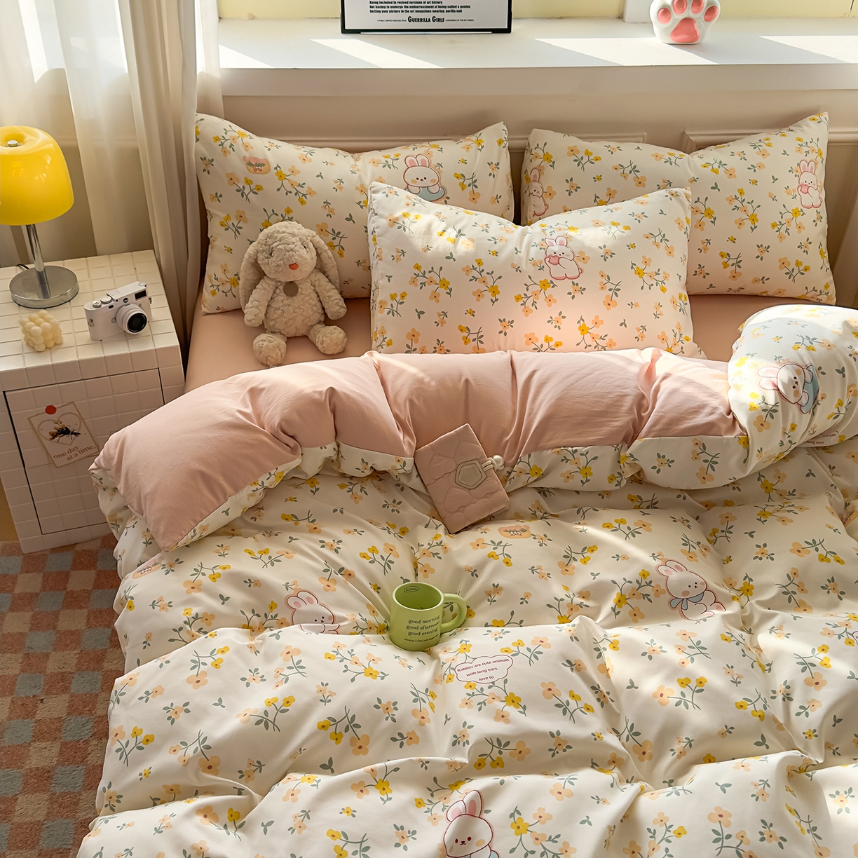 91家纺网 家纺一手货源 找家纺 洁柔供应链 2026新款A类古法糯小棉四件套 金桂玉兔