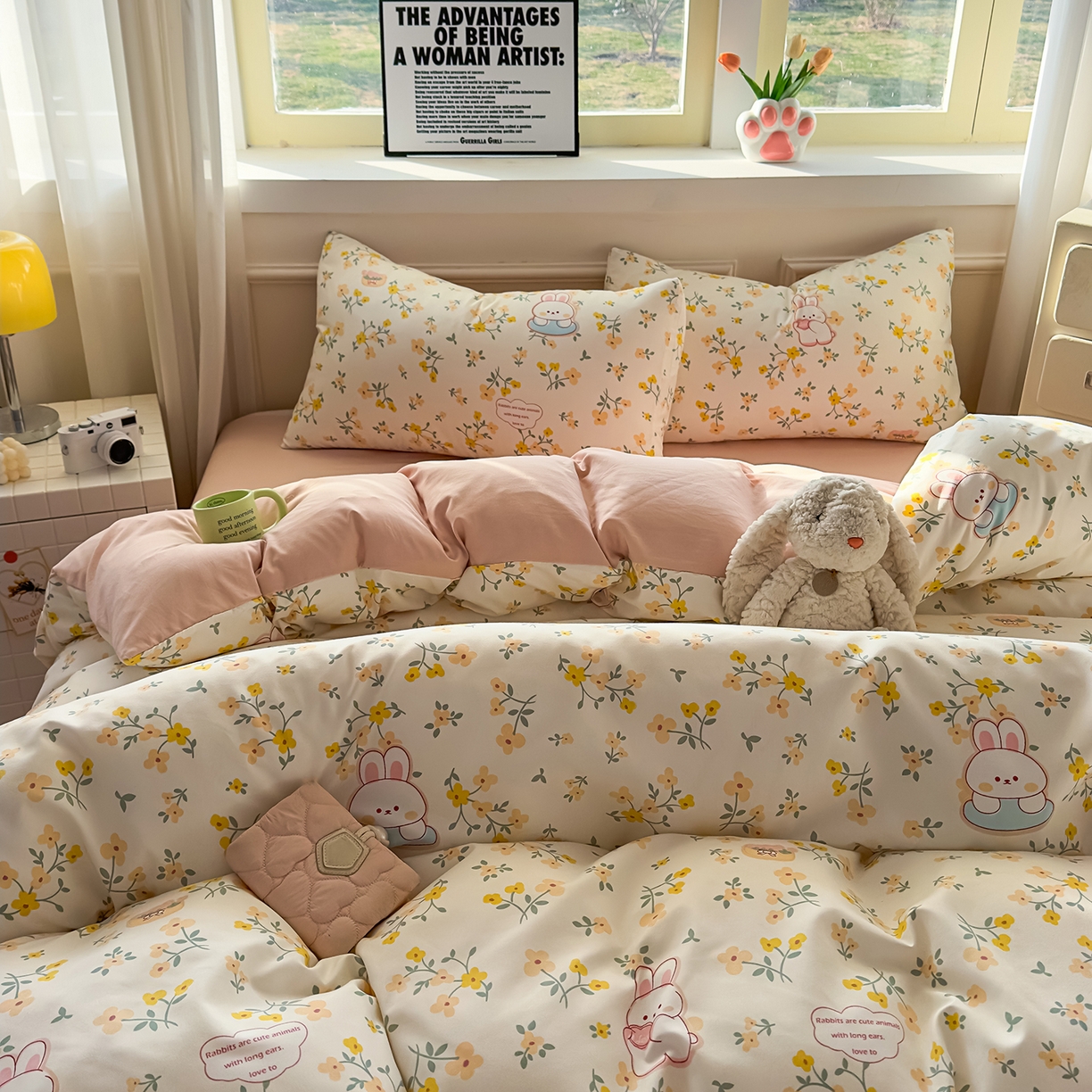 91家纺网 家纺一手货源 找家纺 洁柔供应链 2026新款A类古法糯小棉四件套 金桂玉兔