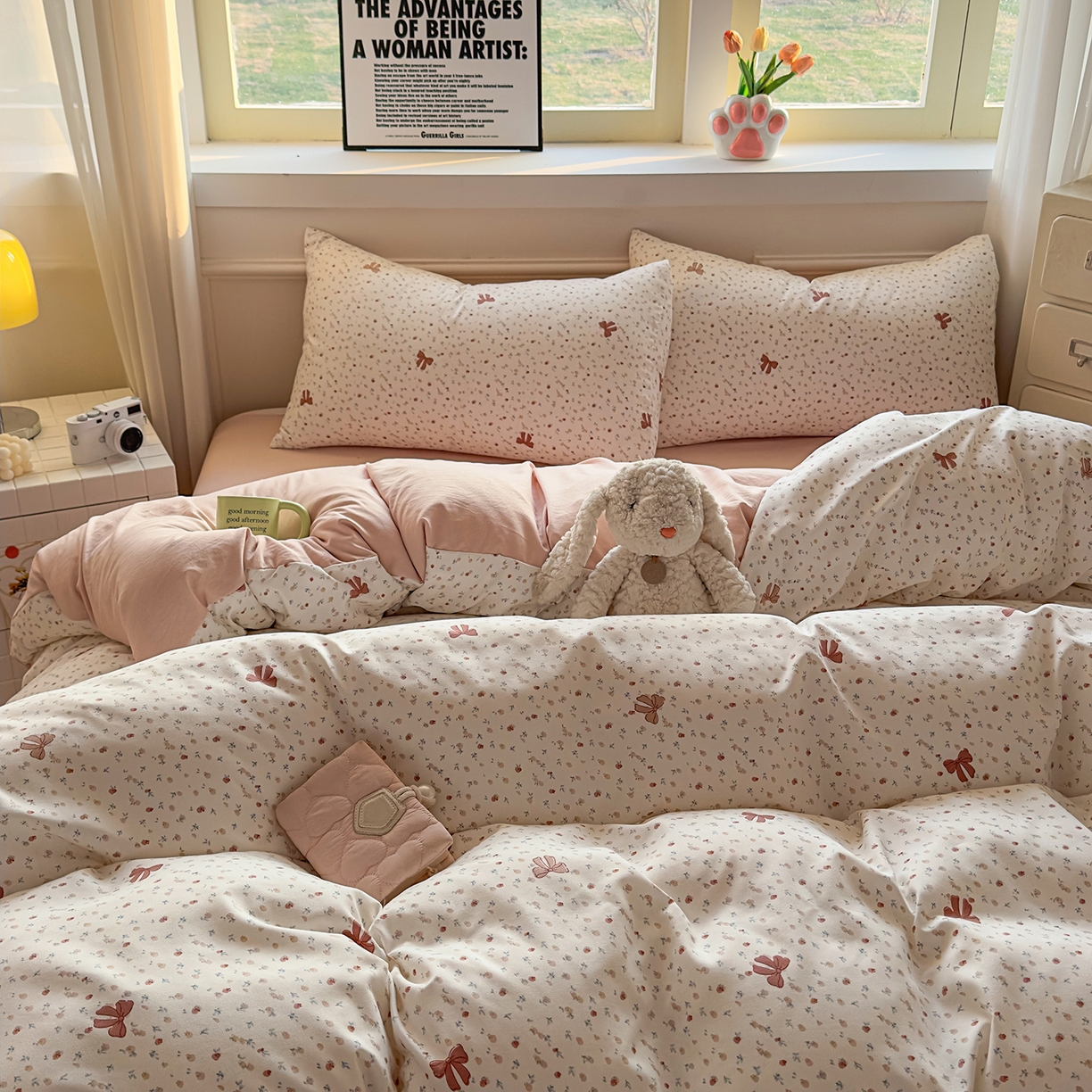 91家纺网 家纺一手货源 找家纺 洁柔供应链 2026新款A类古法糯小棉四件套 十里蔷薇