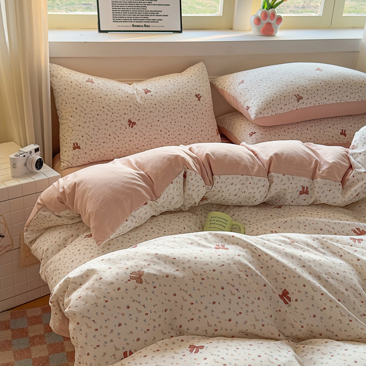 91家纺网 家纺一手货源 找家纺 洁柔供应链 2026新款A类古法糯小棉四件套 十里蔷薇