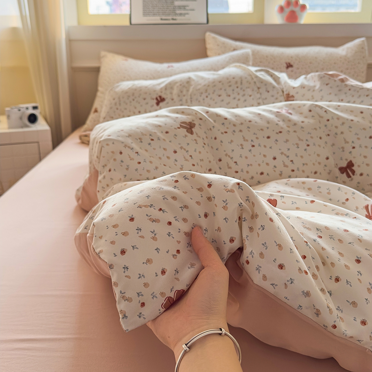 91家纺网 家纺一手货源 找家纺 洁柔供应链 2026新款A类古法糯小棉四件套 十里蔷薇