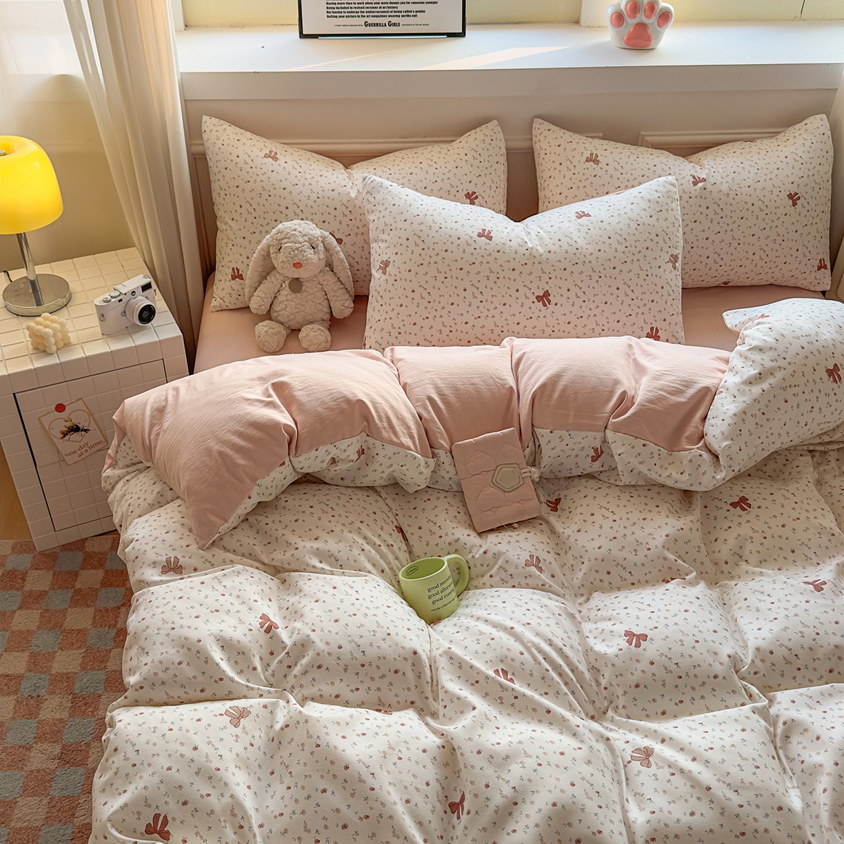 91家纺网 家纺一手货源 找家纺 洁柔供应链 2026新款A类古法糯小棉四件套 十里蔷薇