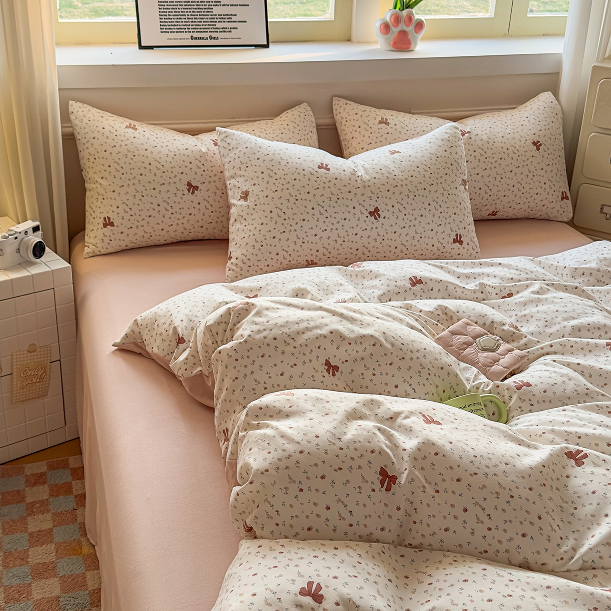 91家纺网 家纺一手货源 找家纺 洁柔供应链 2026新款A类古法糯小棉四件套 十里蔷薇