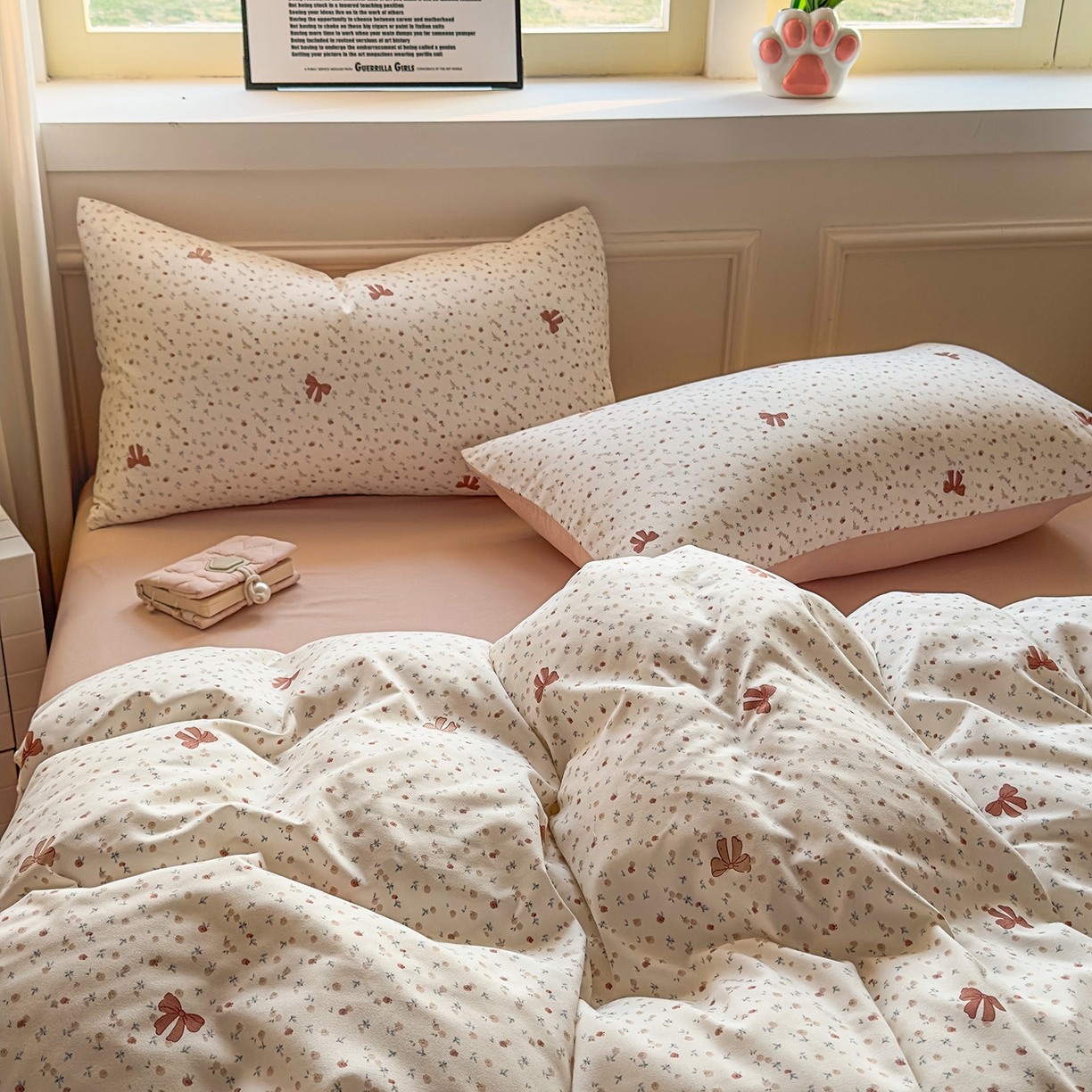 91家纺网 家纺一手货源 找家纺 洁柔供应链 2026新款A类古法糯小棉四件套 十里蔷薇