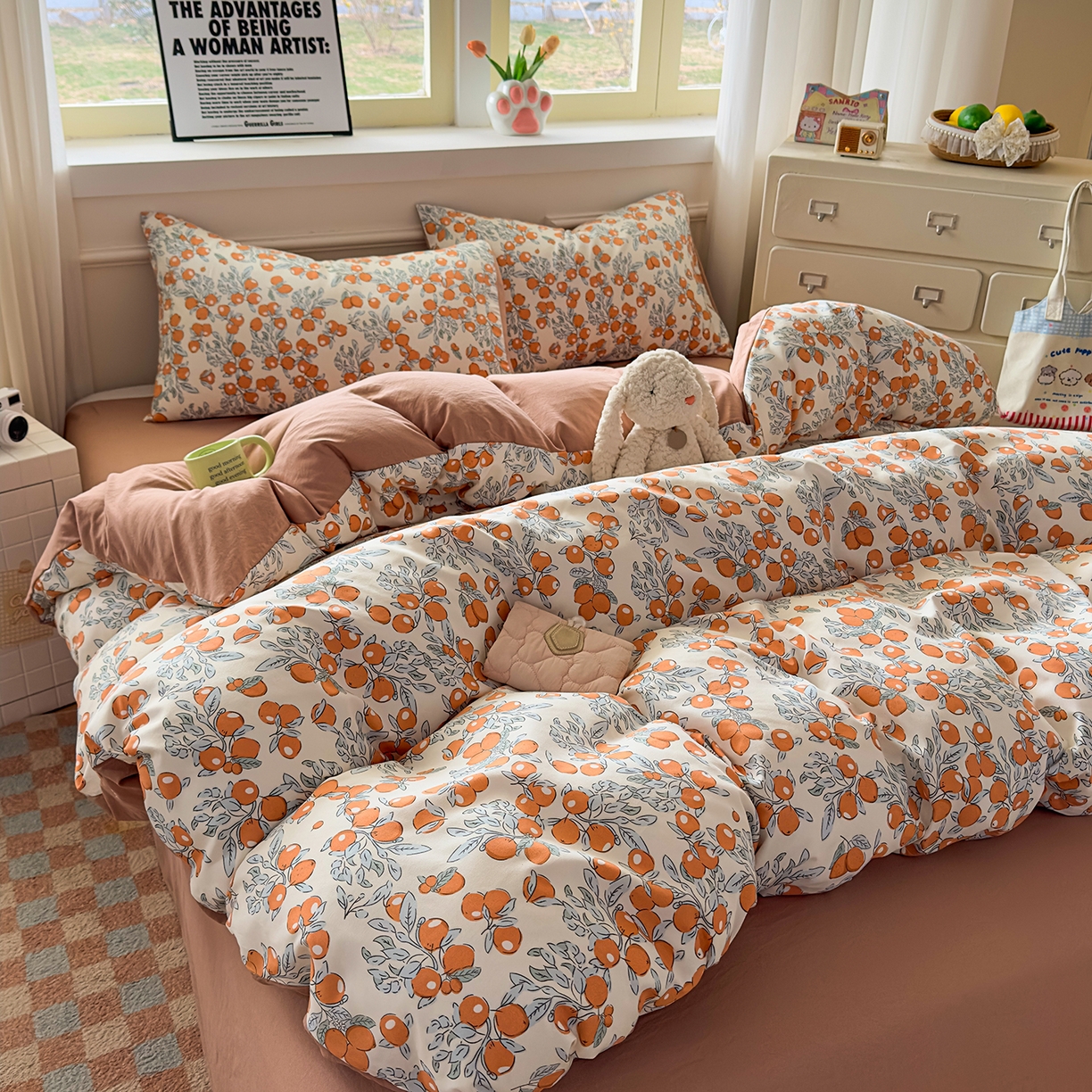 91家纺网 家纺一手货源 找家纺 洁柔供应链 2026新款A类古法糯小棉四件套 柿柿如意