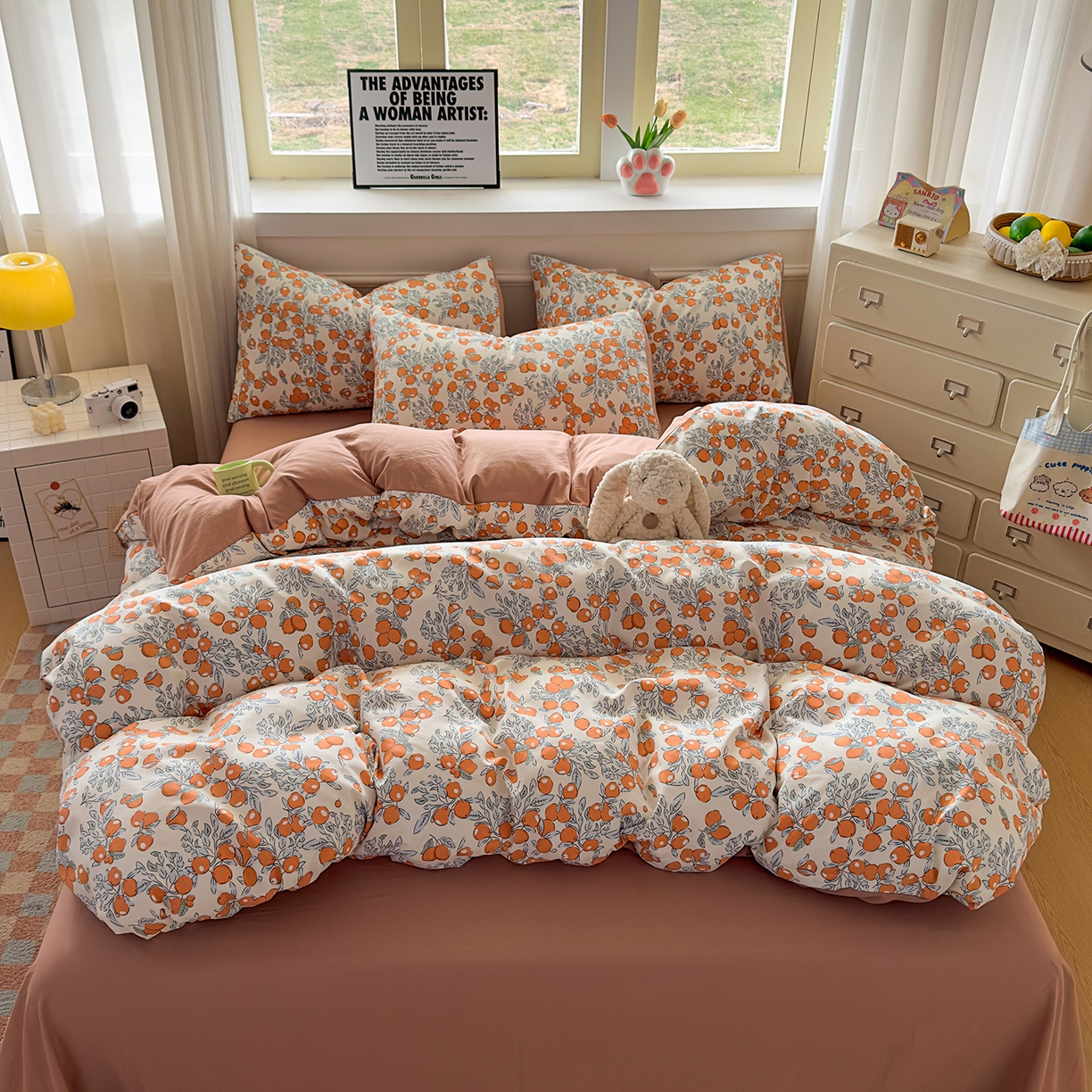 洁柔供应链 2026新款A类古法糯小棉四件套 柿柿如意