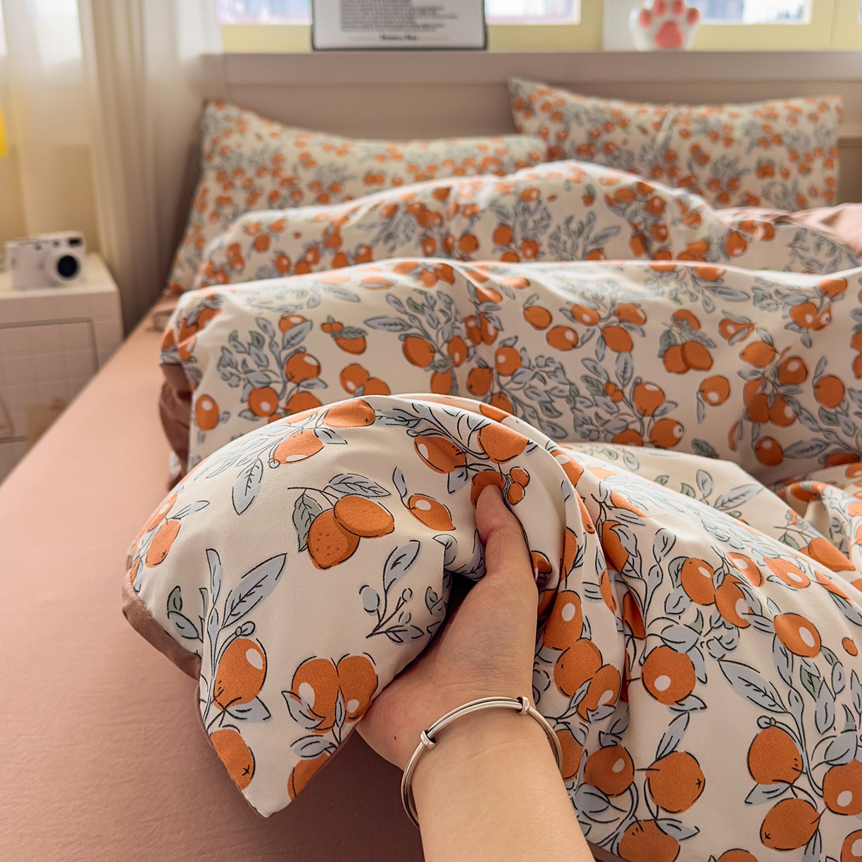 91家纺网 家纺一手货源 找家纺 洁柔供应链 2026新款A类古法糯小棉四件套 柿柿如意