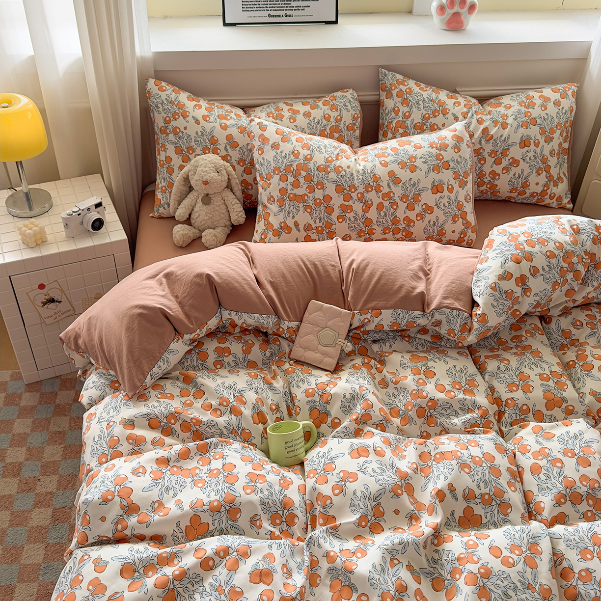 91家纺网 家纺一手货源 找家纺 洁柔供应链 2026新款A类古法糯小棉四件套 柿柿如意