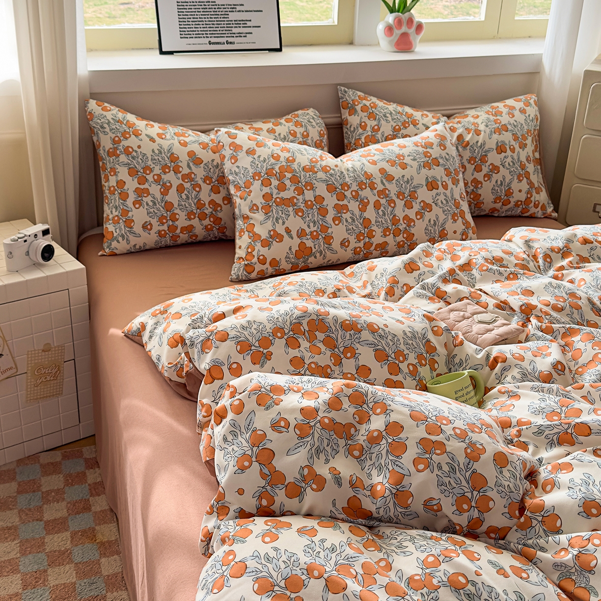 91家纺网 家纺一手货源 找家纺 洁柔供应链 2026新款A类古法糯小棉四件套 柿柿如意