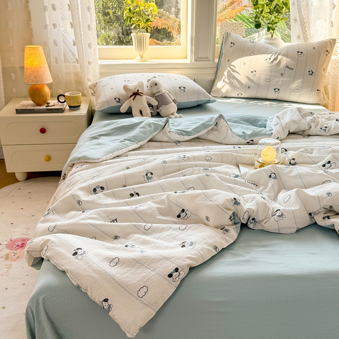 91家纺网 家纺一手货源 找家纺 （总）丽美人家纺 2026春夏新款简单款皱皱纱夏被夏凉被空调被