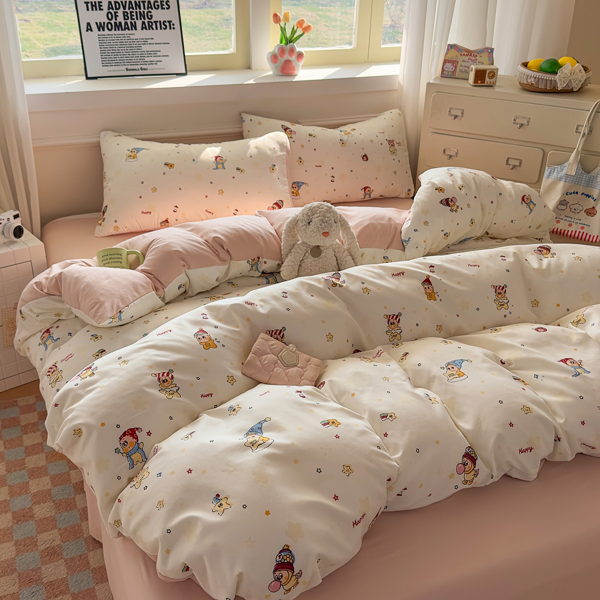 91家纺网 家纺一手货源 找家纺 洁柔供应链 2026新款A类古法糯小棉四件套 晚安星星