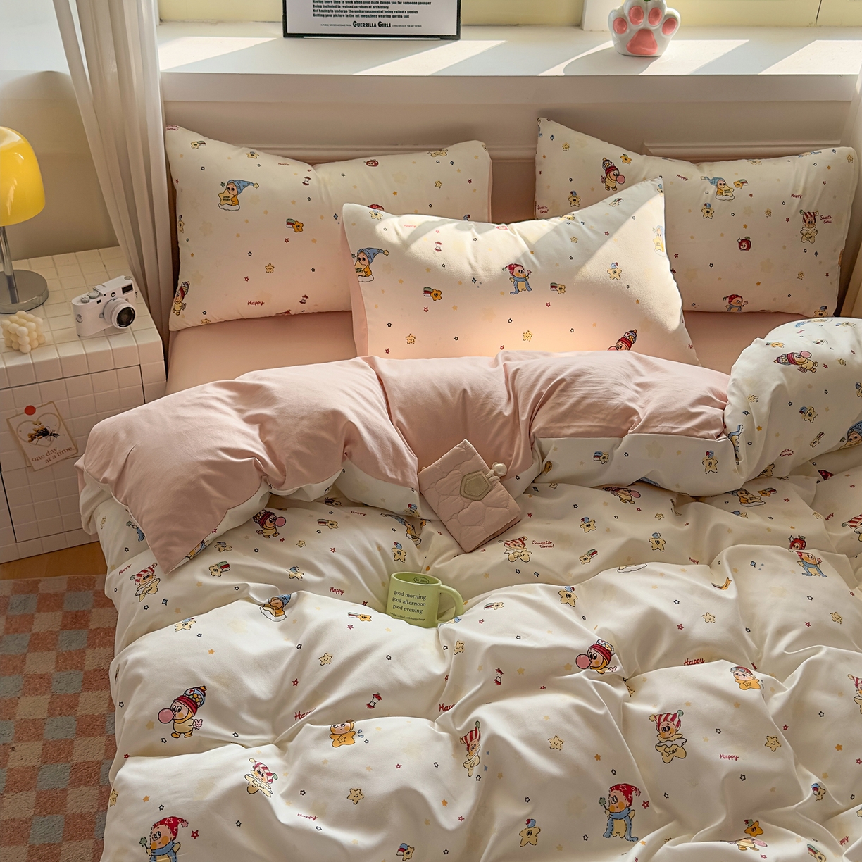 91家纺网 家纺一手货源 找家纺 洁柔供应链 2026新款A类古法糯小棉四件套 晚安星星