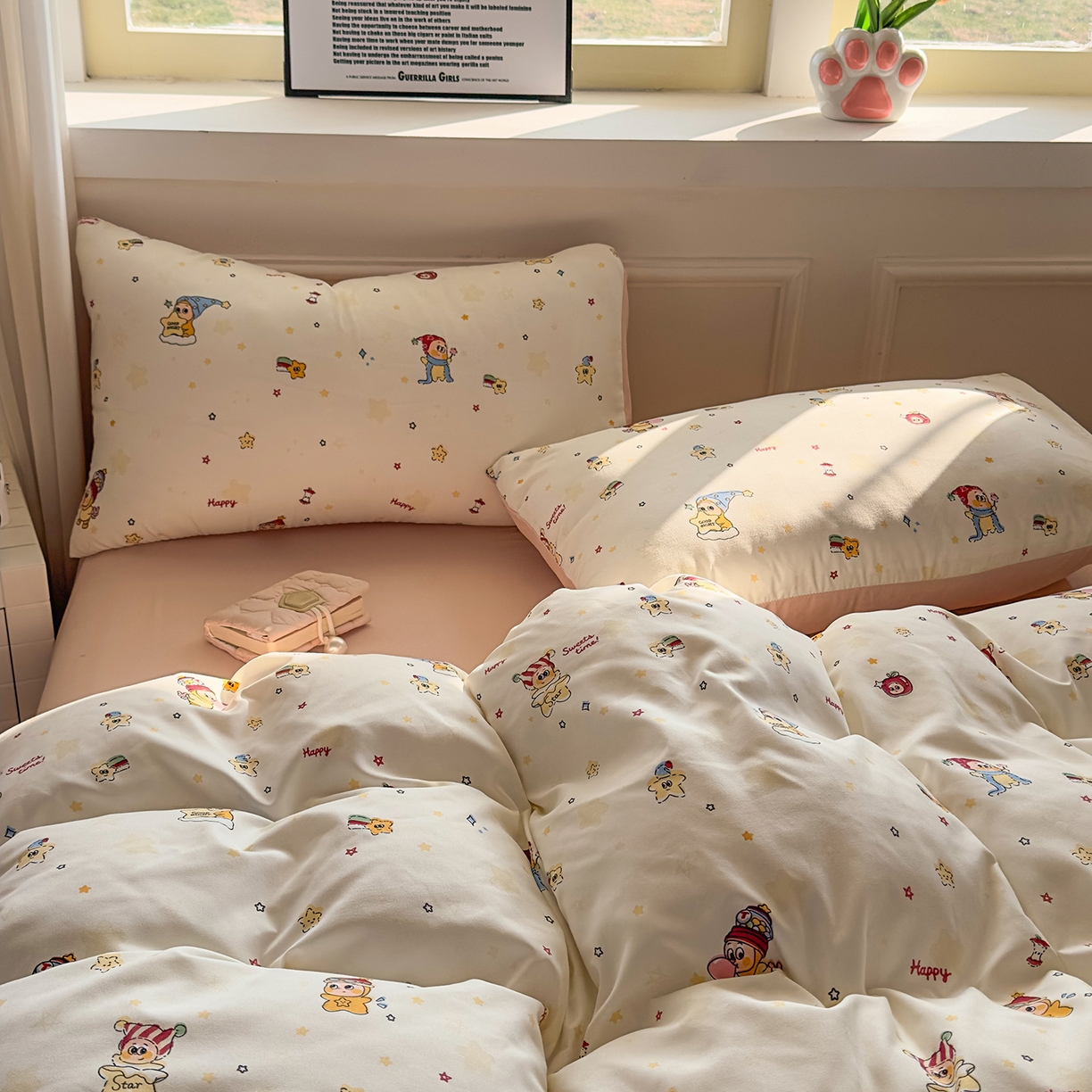 91家纺网 家纺一手货源 找家纺 洁柔供应链 2026新款A类古法糯小棉四件套 晚安星星