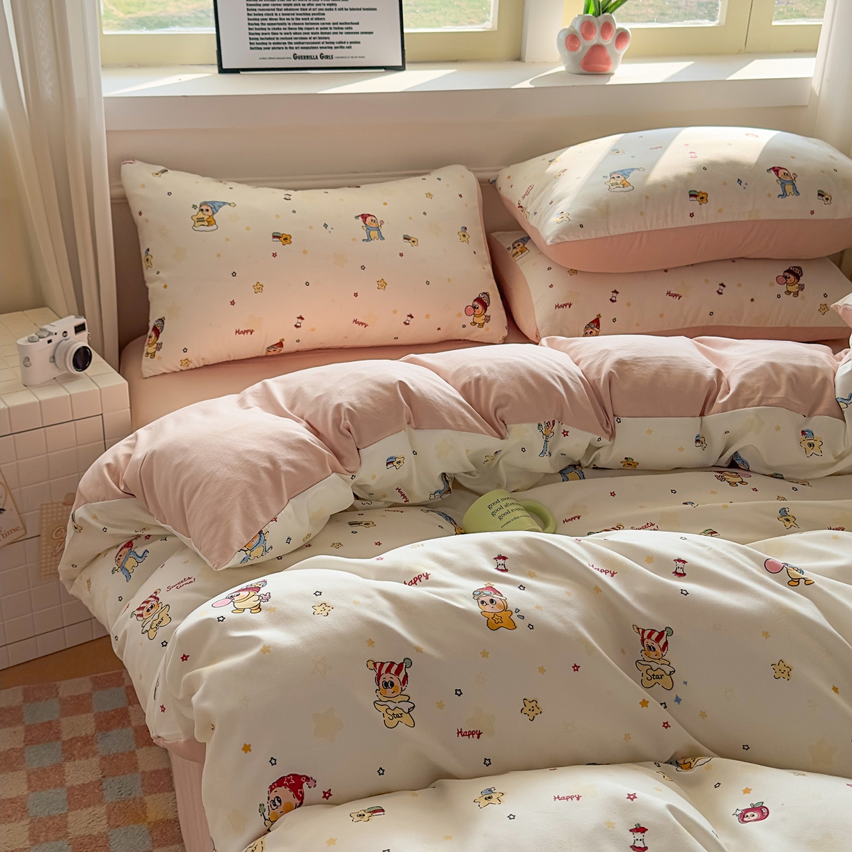 91家纺网 家纺一手货源 找家纺 洁柔供应链 2026新款A类古法糯小棉四件套 晚安星星