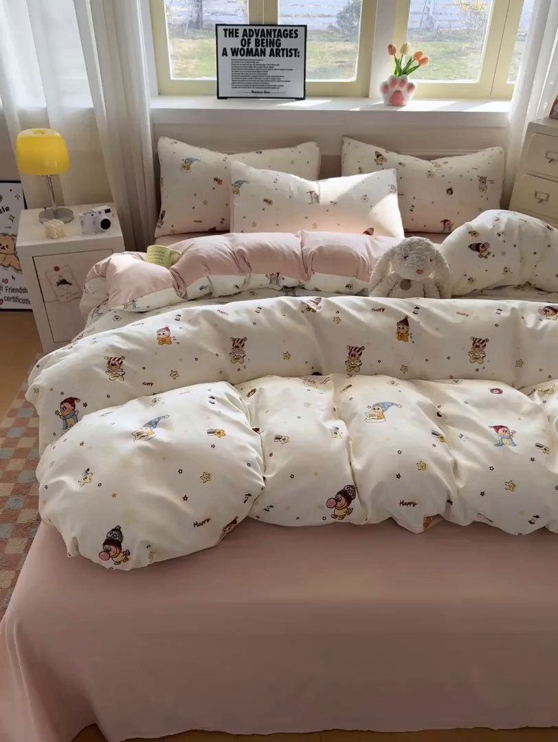 91家纺网 家纺一手货源 找家纺 洁柔供应链 2026新款A类古法糯小棉四件套 晚安星星