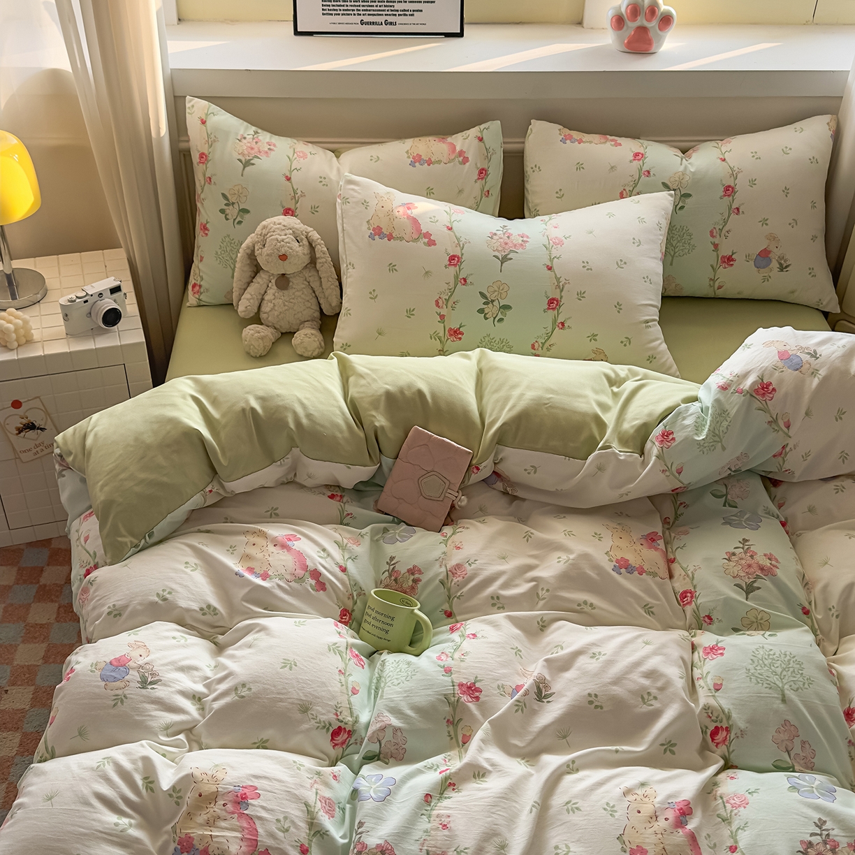 91家纺网 家纺一手货源 找家纺 洁柔供应链 2026新款A类古法糯小棉四件套 小兔-香颂园