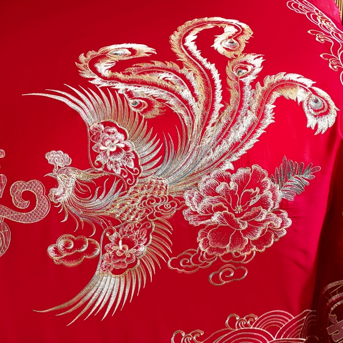 91家纺网 家纺一手货源 找家纺 慕她家纺 2026年磨毛亲肤棉婚庆四件套大红色刺绣结床上用品 恩爱龙凤