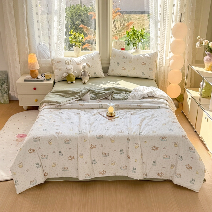 91家纺网 家纺一手货源 找家纺 丽美人家纺 2026春夏新款简单款皱皱纱夏被夏凉被空调被 贝拉