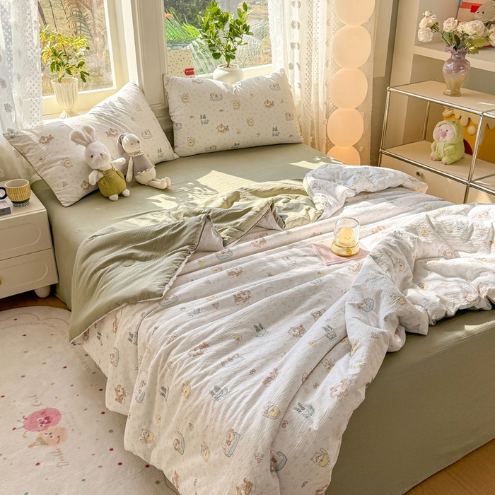 91家纺网 家纺一手货源 找家纺 丽美人家纺 2026春夏新款简单款皱皱纱夏被夏凉被空调被 贝拉