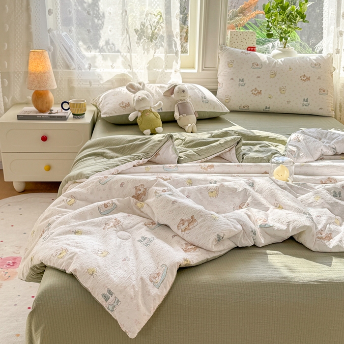 91家纺网 家纺一手货源 找家纺 丽美人家纺 2026春夏新款简单款皱皱纱夏被夏凉被空调被 贝拉