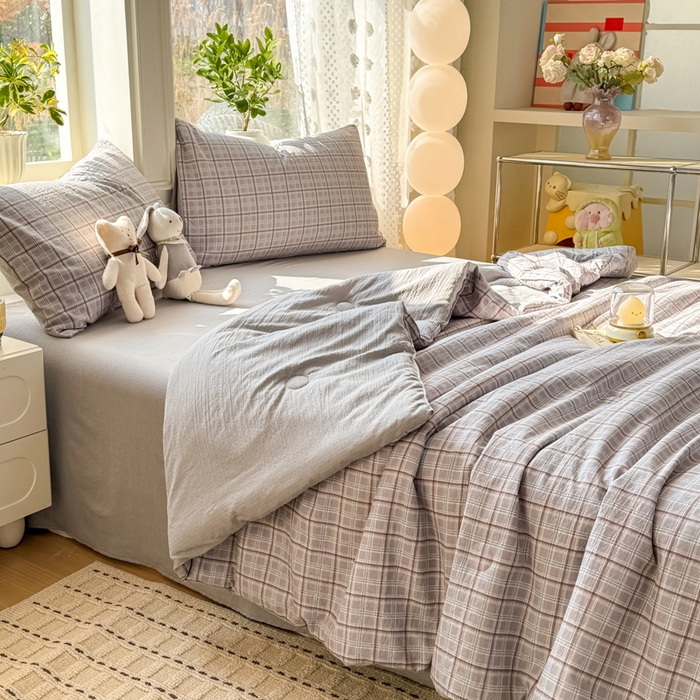 91家纺网 家纺一手货源 找家纺 丽美人家纺 2026春夏新款简单款皱皱纱夏被夏凉被空调被 布兰卡