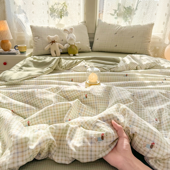 91家纺网 家纺一手货源 找家纺 丽美人家纺 2026春夏新款简单款皱皱纱夏被夏凉被空调被 腊肠狗