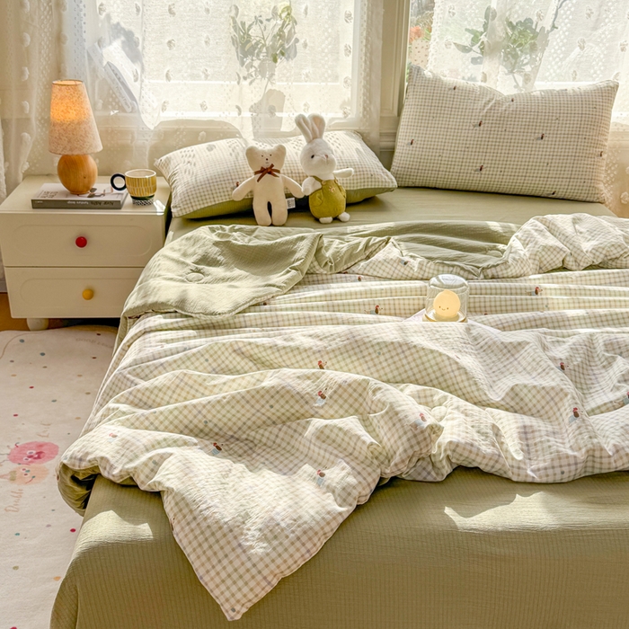 91家纺网 家纺一手货源 找家纺 丽美人家纺 2026春夏新款简单款皱皱纱夏被夏凉被空调被 腊肠狗