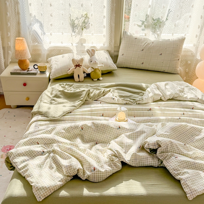 91家纺网 家纺一手货源 找家纺 丽美人家纺 2026春夏新款简单款皱皱纱夏被夏凉被空调被 腊肠狗