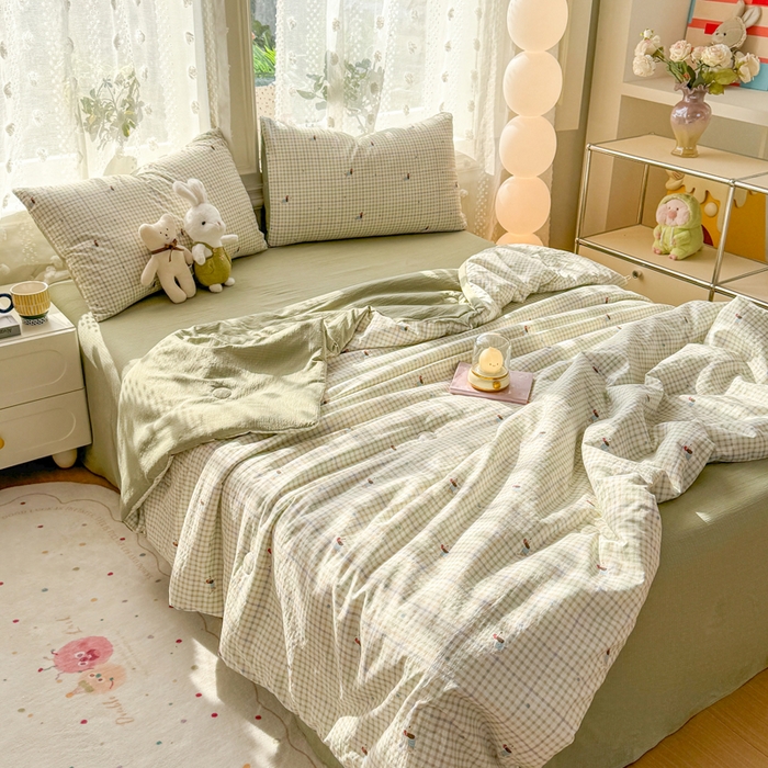 91家纺网 家纺一手货源 找家纺 丽美人家纺 2026春夏新款简单款皱皱纱夏被夏凉被空调被 腊肠狗