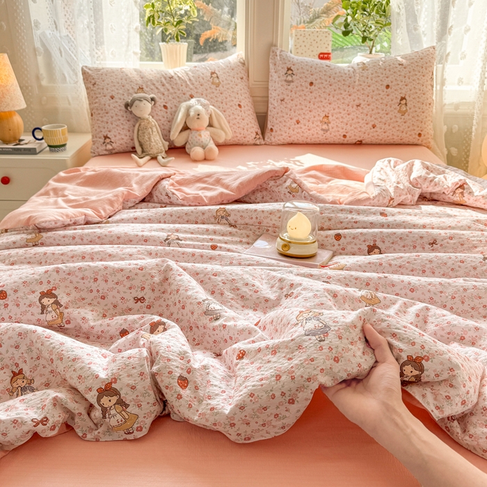 91家纺网 家纺一手货源 找家纺 丽美人家纺 2026春夏新款简单款皱皱纱夏被夏凉被空调被 玛丽