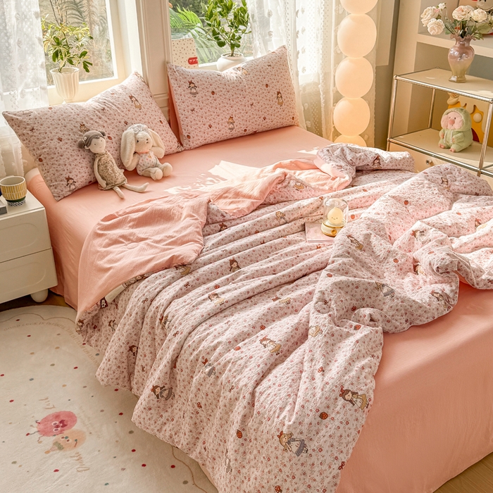 91家纺网 家纺一手货源 找家纺 丽美人家纺 2026春夏新款简单款皱皱纱夏被夏凉被空调被 玛丽