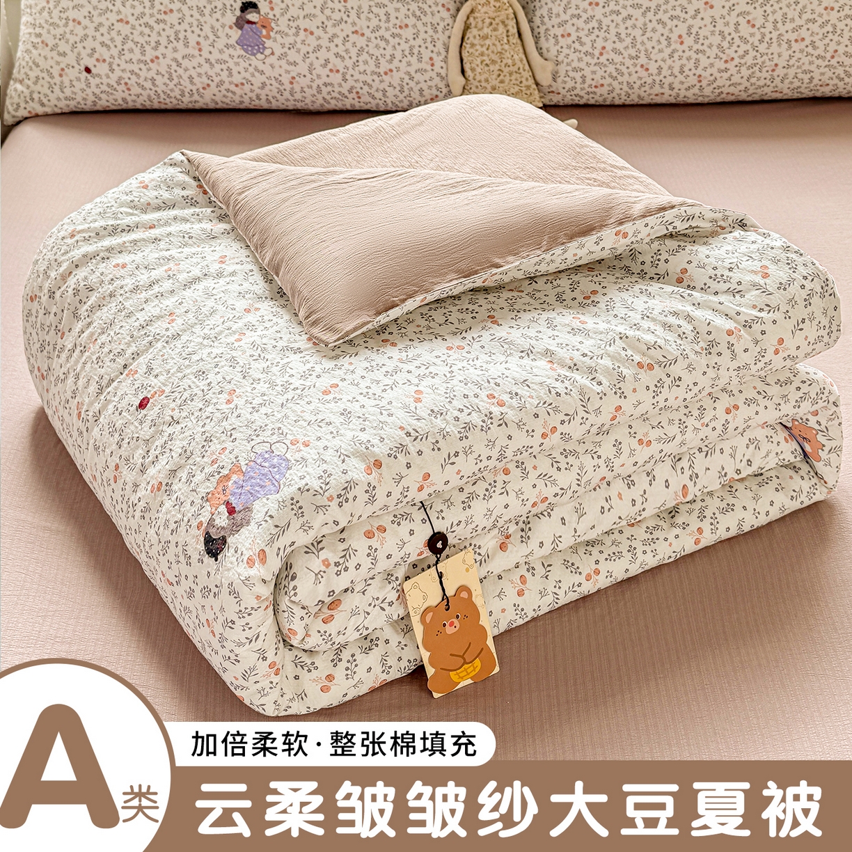 丽美人家纺 2026春夏新款简单款皱皱纱夏被夏凉被空调被 时光