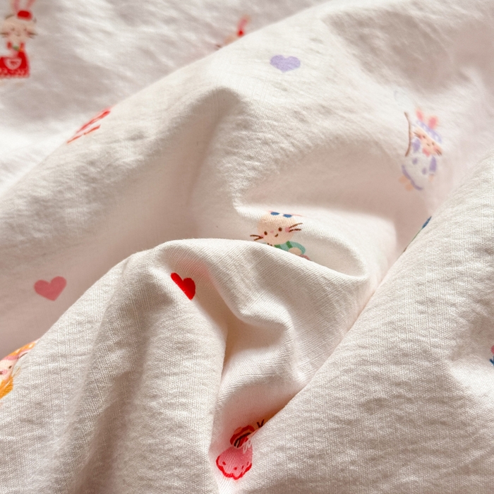 91家纺网 家纺一手货源 找家纺 丽美人家纺 2026春夏新款简单款皱皱纱夏被夏凉被空调被 桃心萌兔集