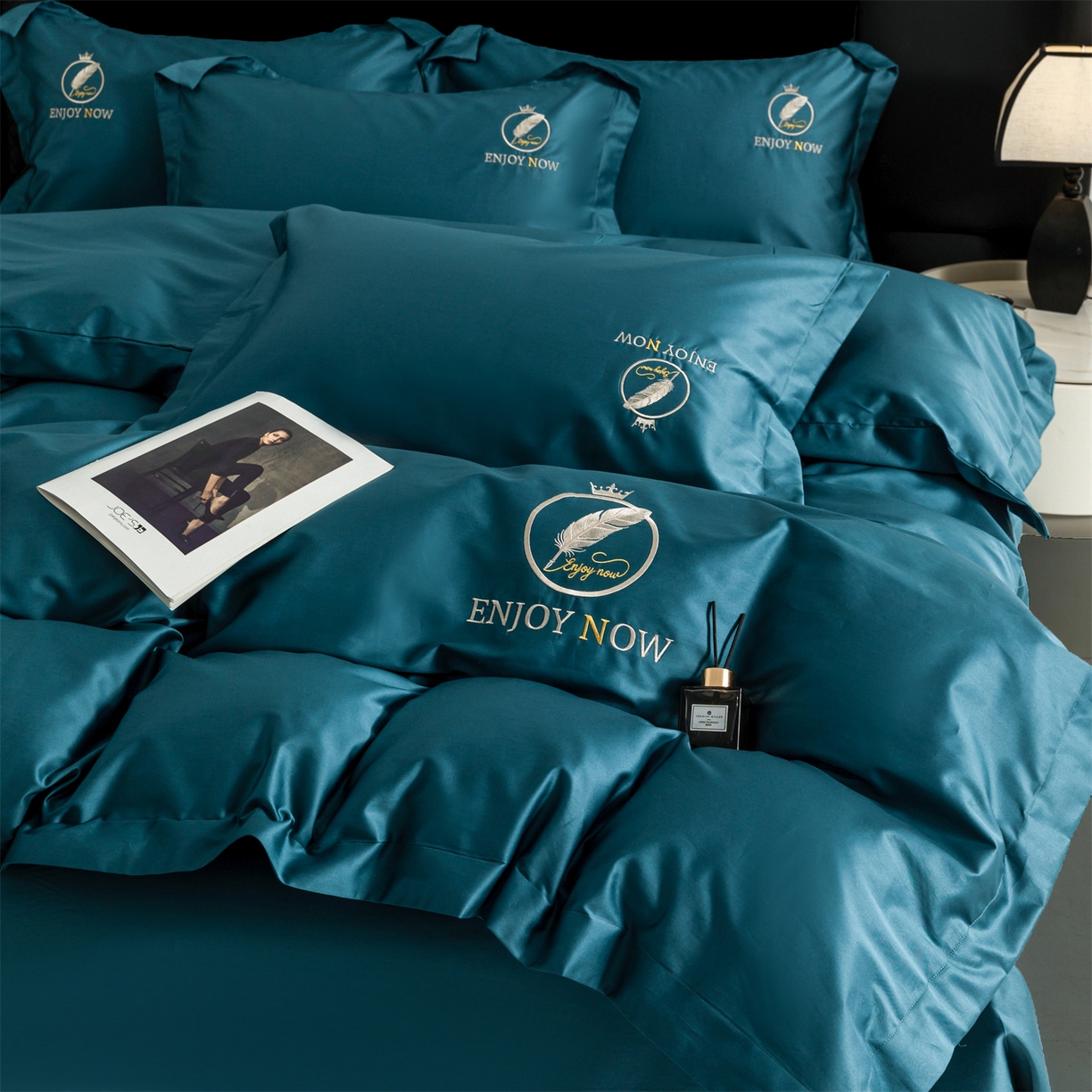 91家纺网 家纺一手货源 找家纺 宝时兰 2026新款全棉高支长绒棉纯色绣花刺绣四件套纯棉床单床笠款（高档礼盒包装）